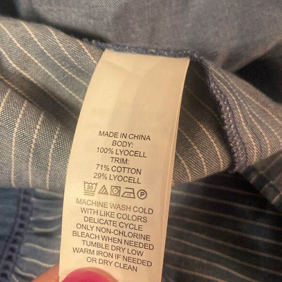 KATE SPADE NEW YORK Chambray Fluffer Sleeve Ruffle Hem Indigo Summer Dress - Picture 7 of 8